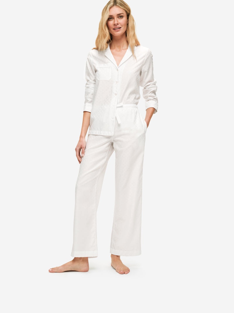 Women's Pyjamas Kate 7 Cotton Jacquard White - 4