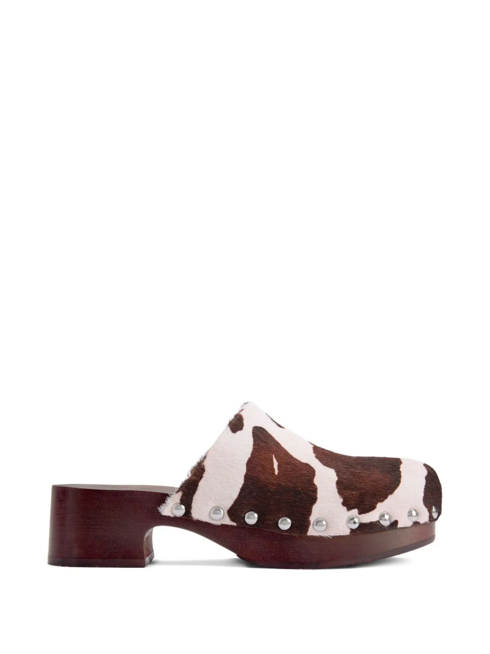Rio cow-print wood clog mules - 1