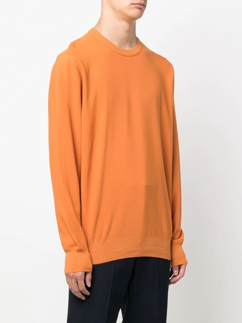 ribbed-trim cotton-silk jumper - 3