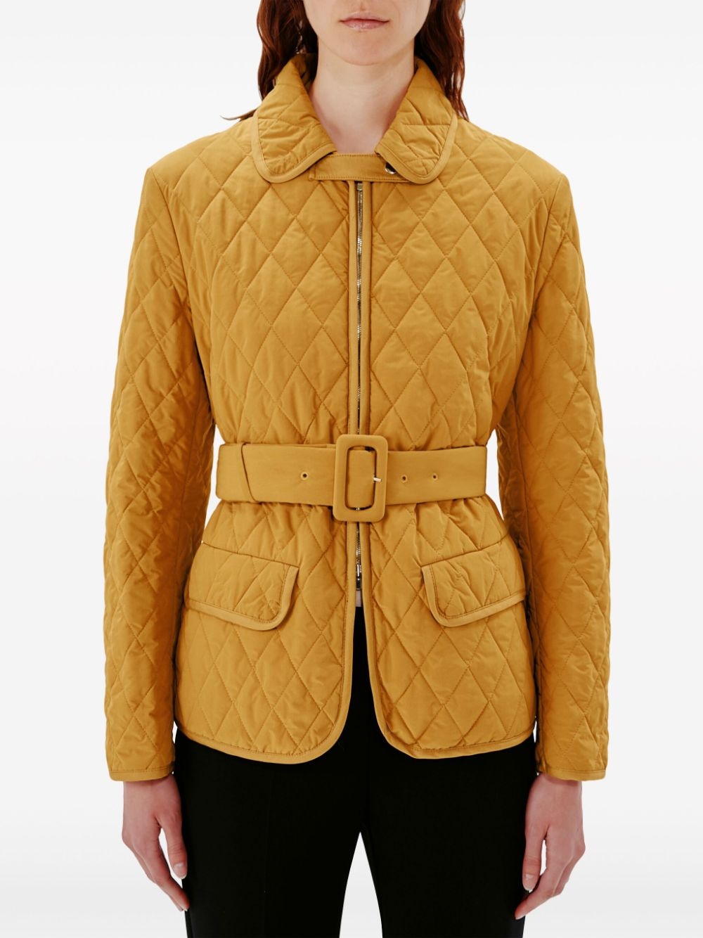 diamond-quilted belted puffer jacket - 6