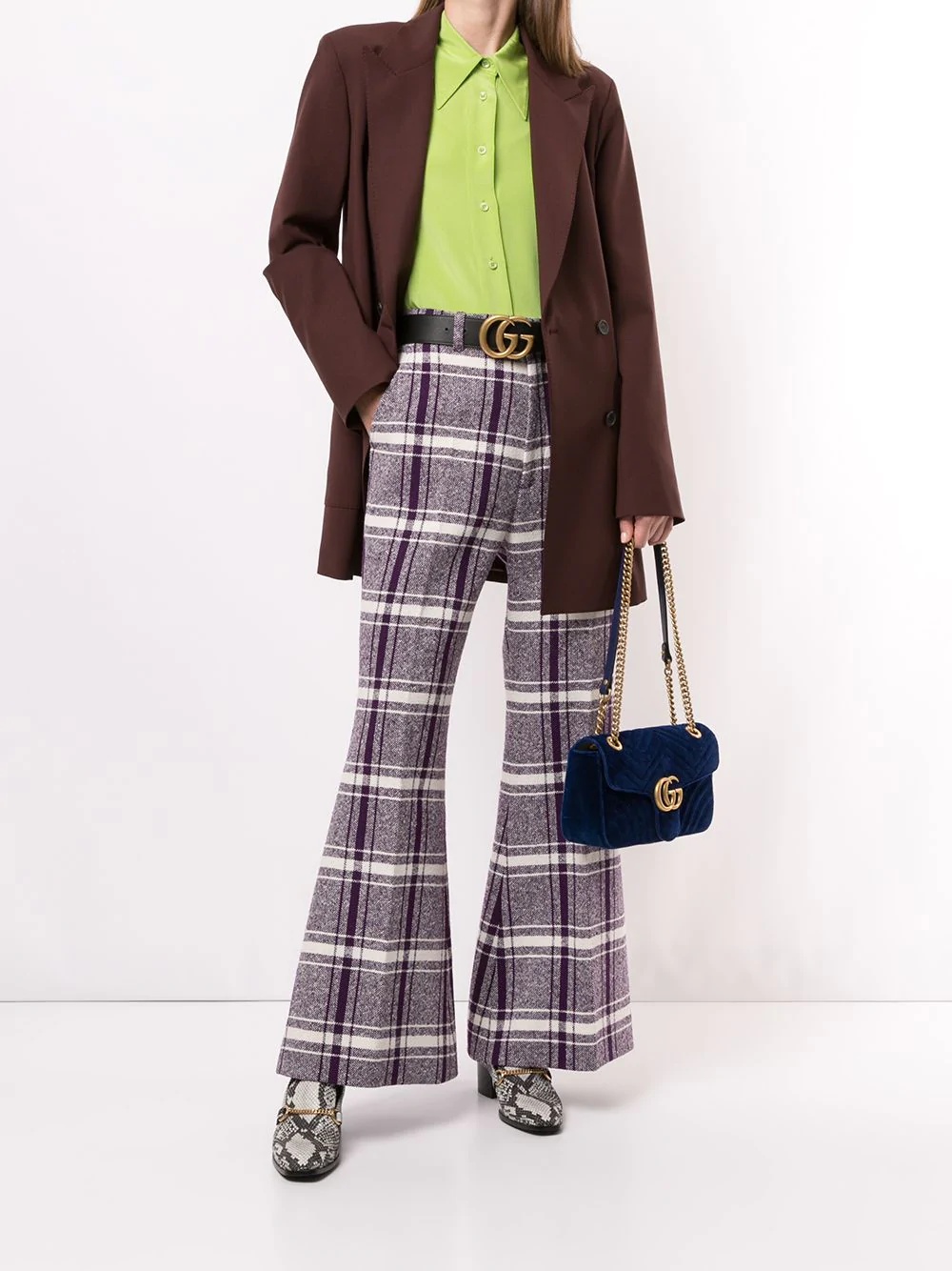 checked wide-leg trousers - 2