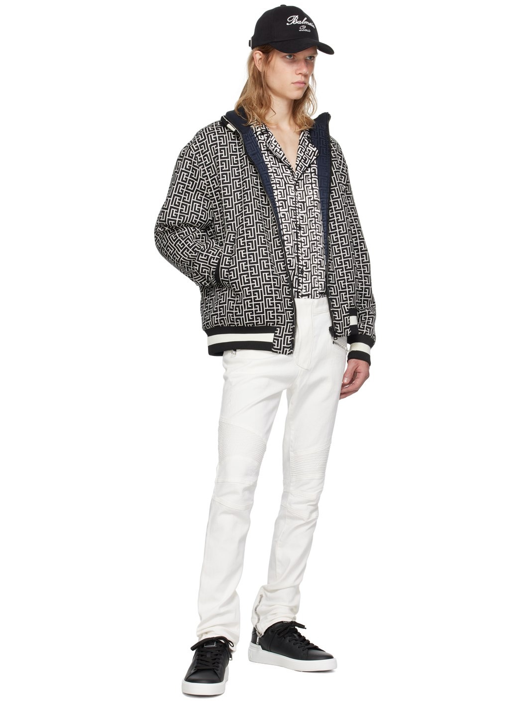 Black & Off-White Monogram Reversible Bomber Jacket - 4