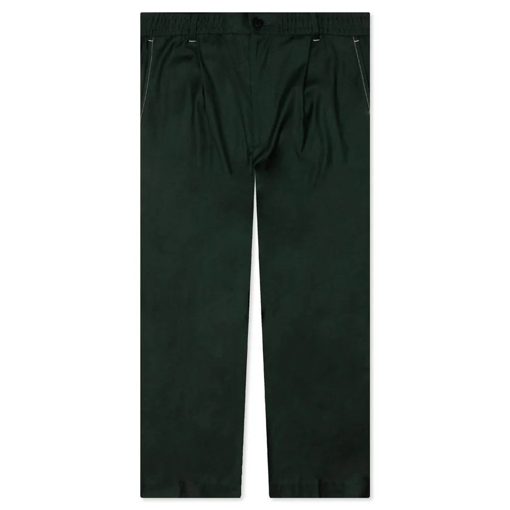 LIGHTWEIGHT WOOL ELASTICATED WOVEN PANT - FOREST GREEN - 1