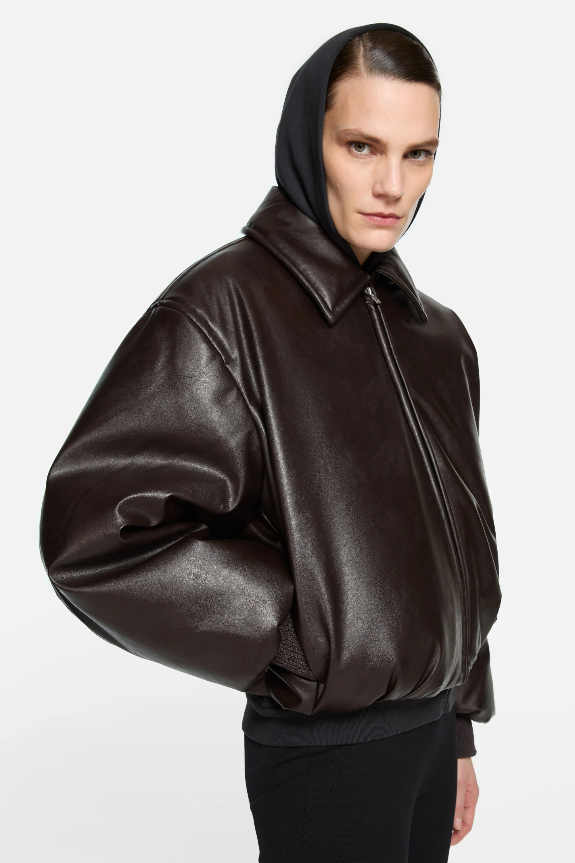 Coated bomber jacket - Dark brown - 4