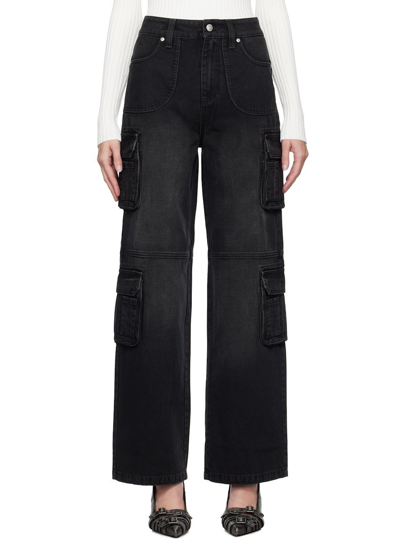 Black Washed Cargo Jeans 1
