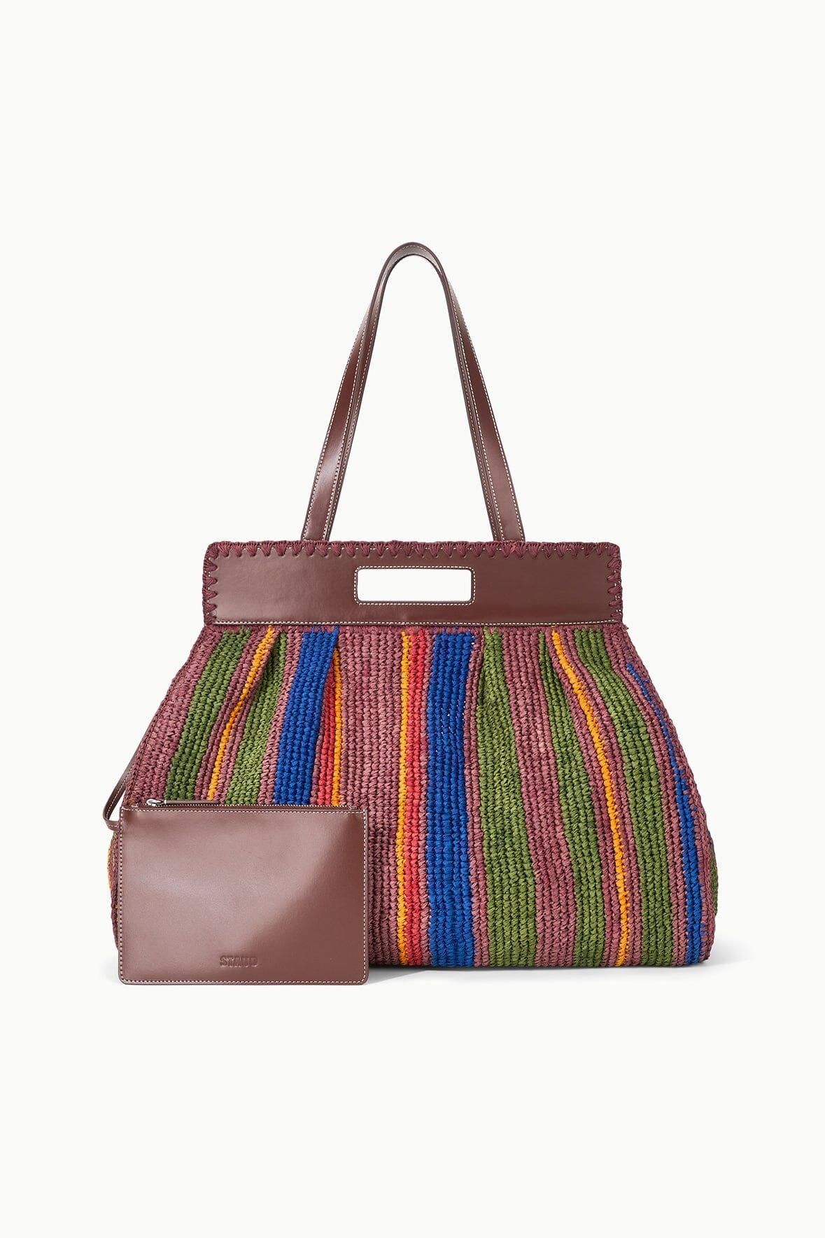 STAUD RUE TOTE BAG JUNGLE STRIPE RAFFIA - 3