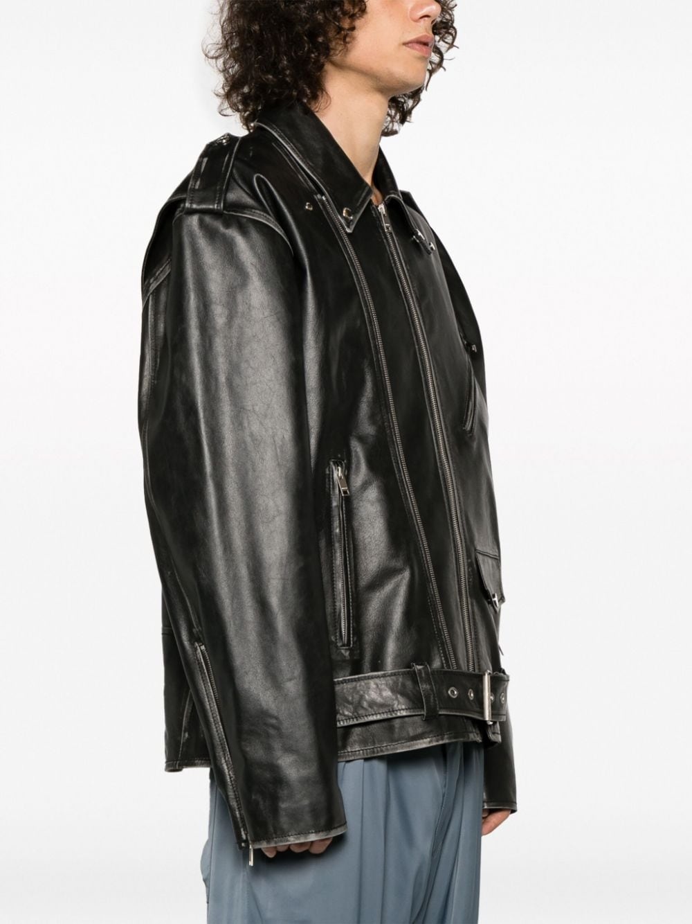Ambush spray paint print leather jacket farfetch REVERSIBLE