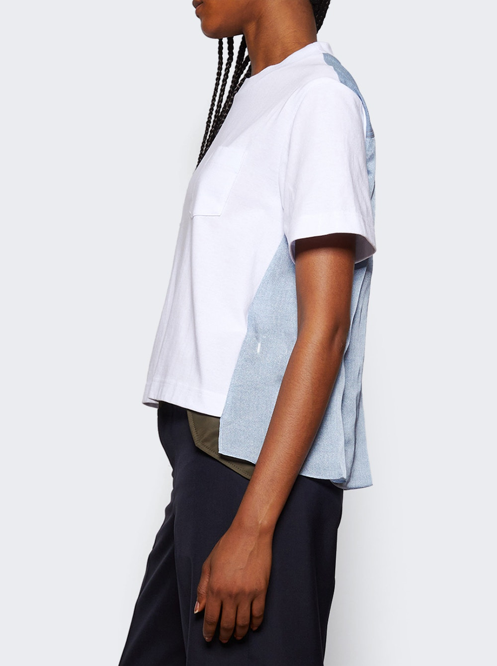 Denim X Cotton Jersey Tee Off Whit And Light Blue - 3