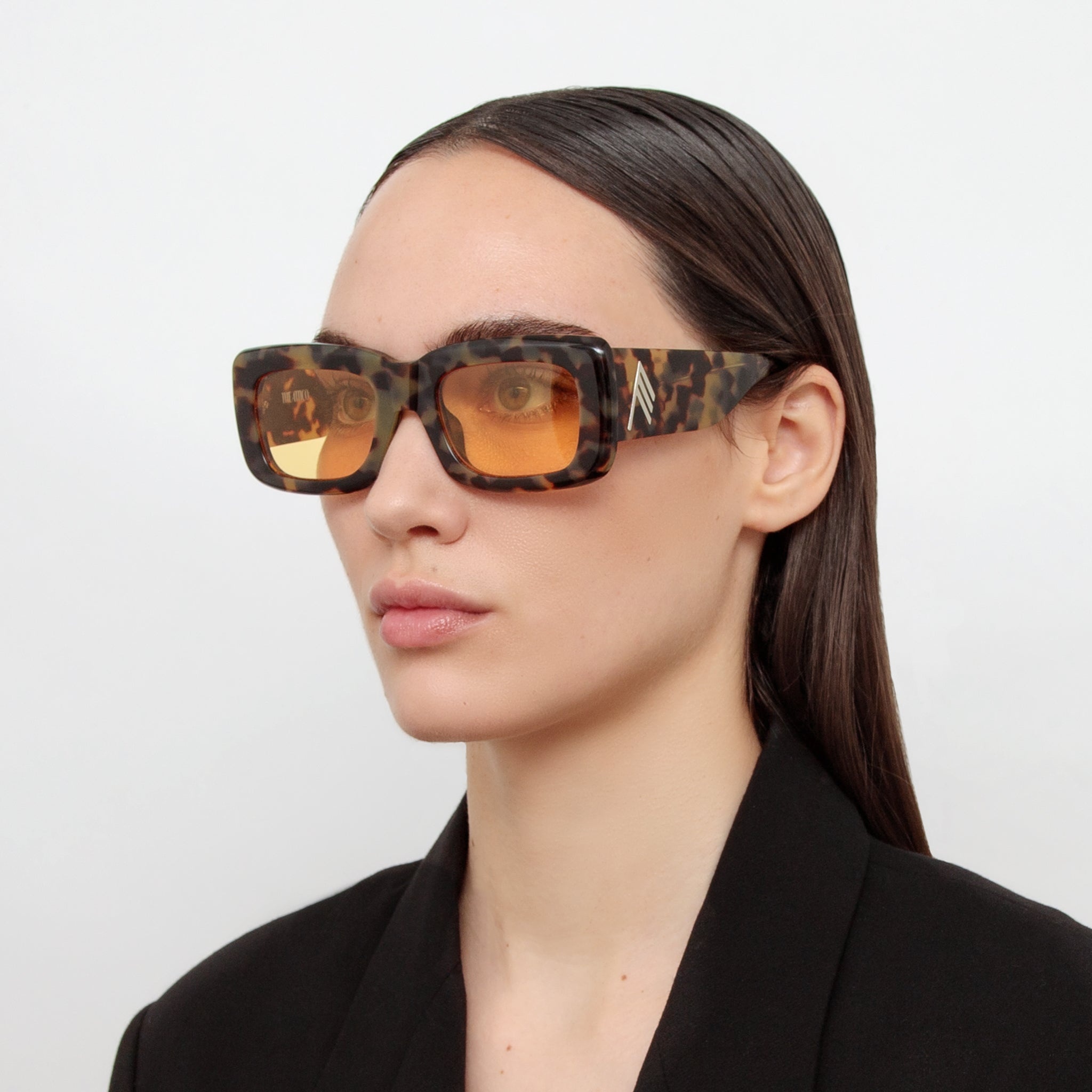 LINDA FARROW x THE ATTICO Marfa Rectangular Sunglasses in 