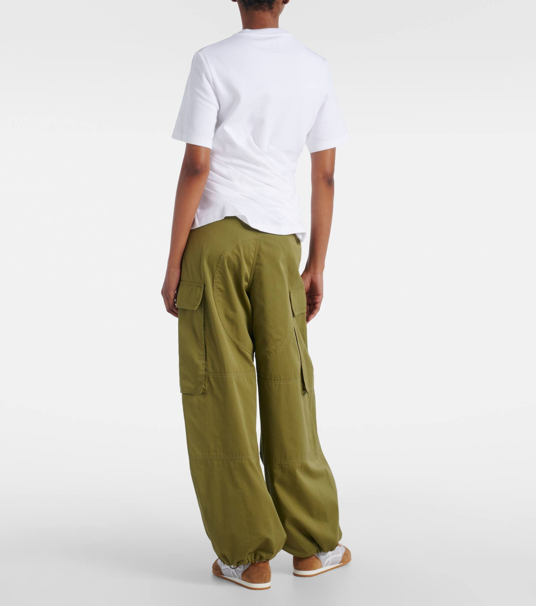 Draped cotton-blend T-shirt - 3