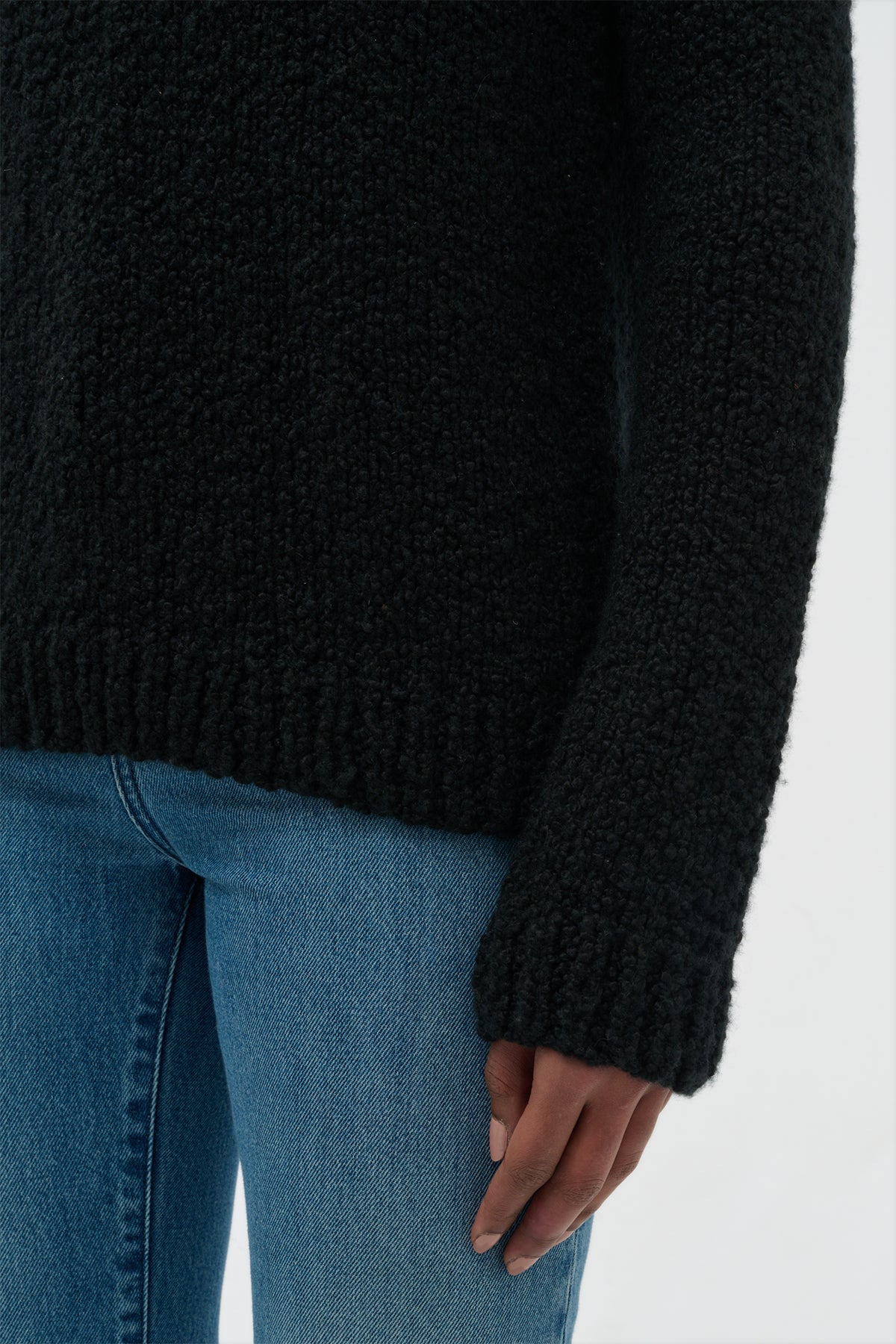 Typhon Knit Sweater in Black Cashmere Boucle - 6
