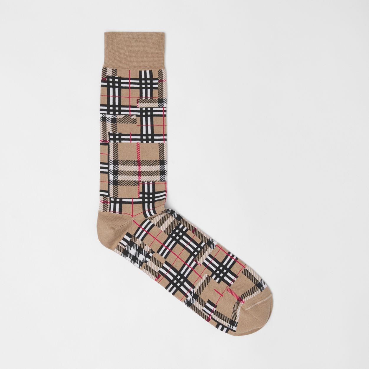 Patchwork Check Cotton Cashmere Blend Socks - 1