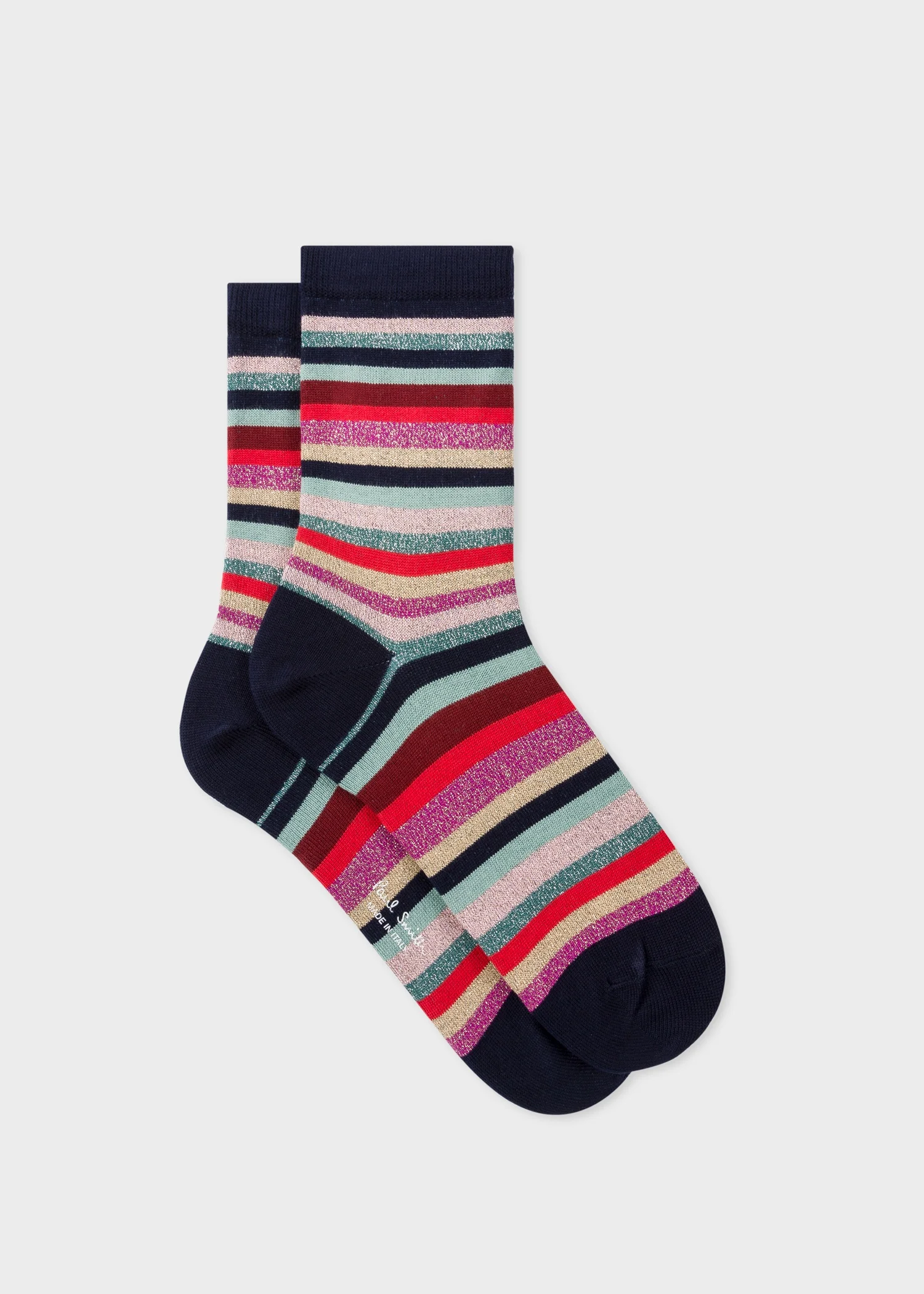 Women's Navy Glitter 'Swirl Stripe' Socks - 1