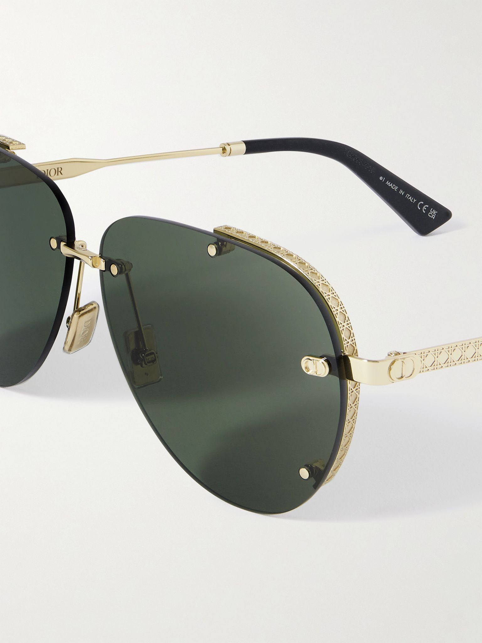 NeoDior A1U Aviator-Style Guilloché Gold-Tone Sunglasses Gold - 3