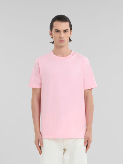 Marni PINK COTTON T-SHIRT WITH BACK FLOWER PRINT outlook