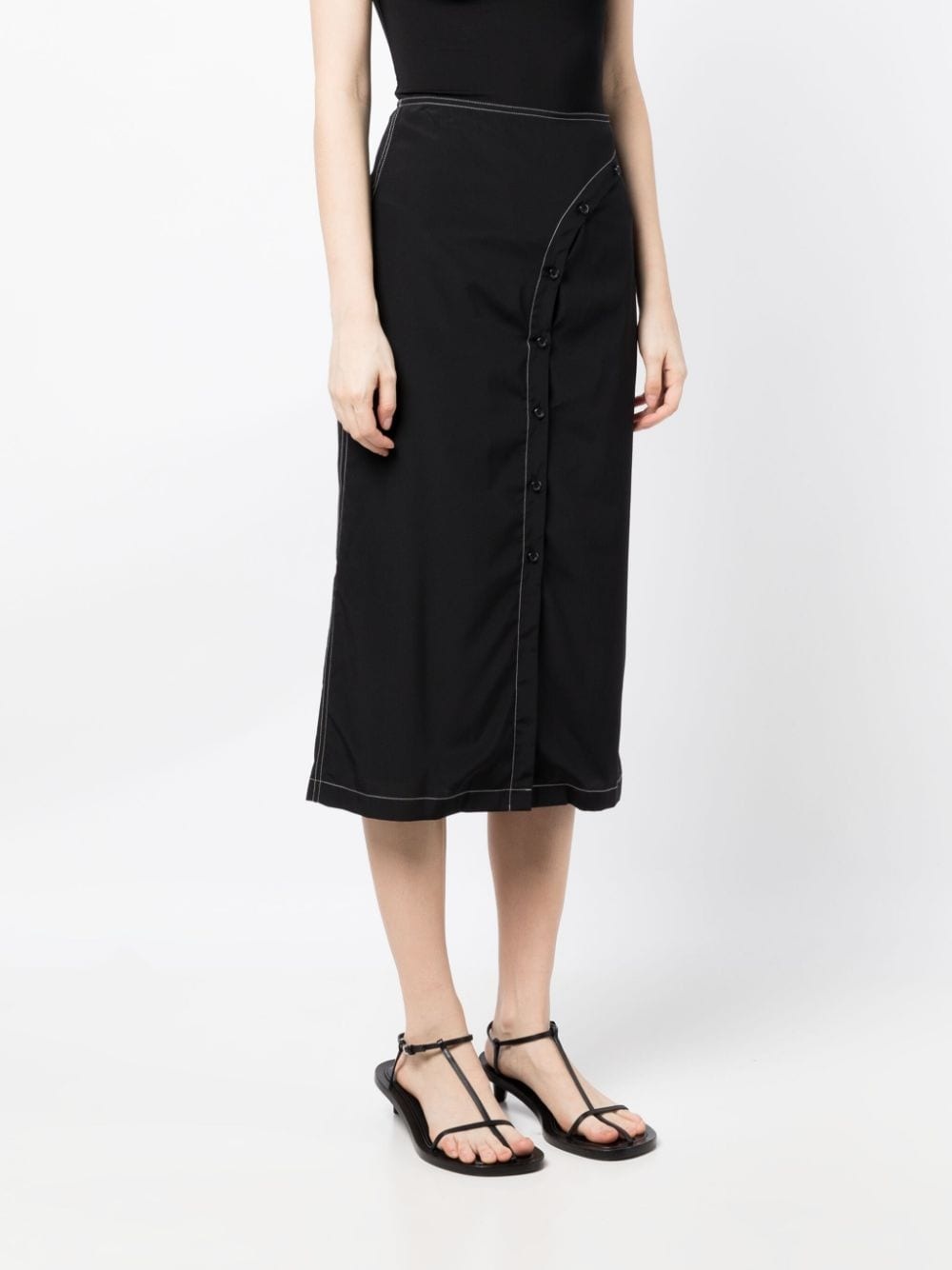 curved-line button midi skirt - 3