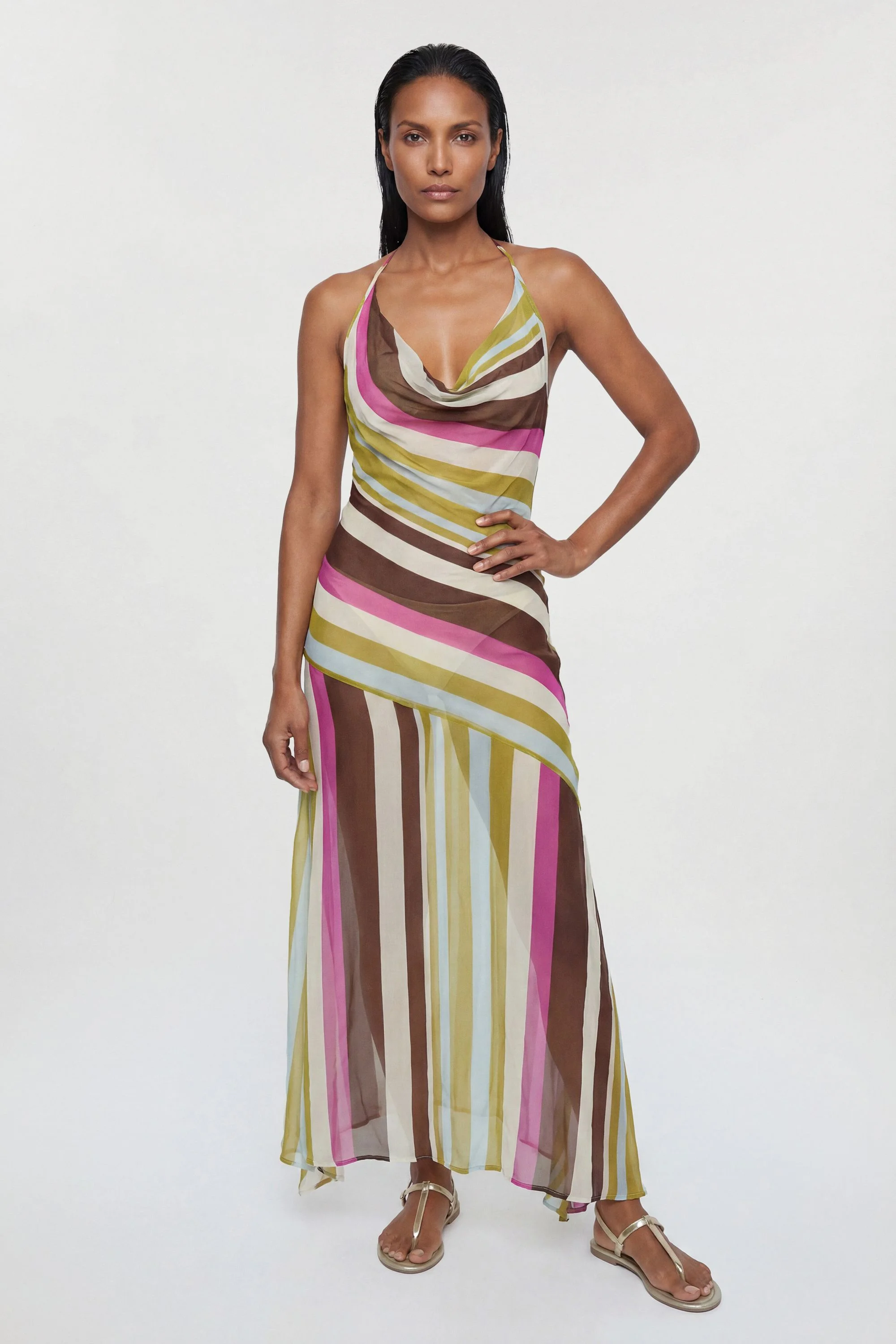 KAREN MILLEN Beach Viscose Georgette Photographic Floral Beach Slip Dress - BKK29159-213