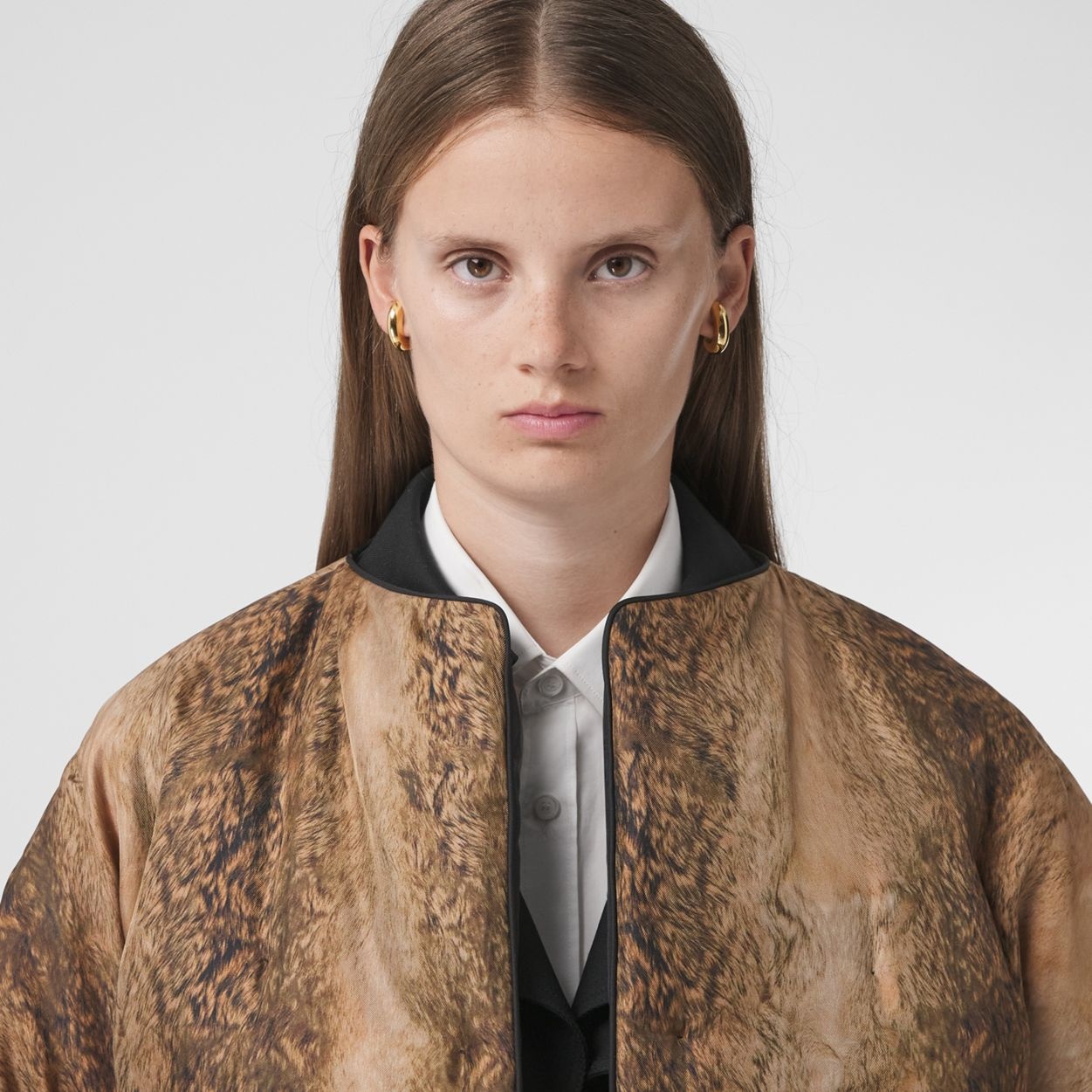 Animal Print Padded Silk Cape - 3