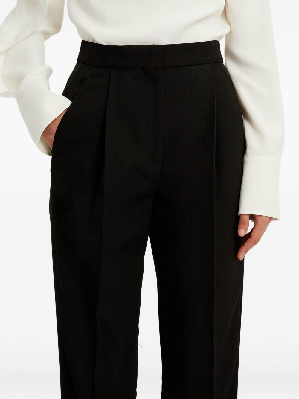 pleated straight trousers - 4