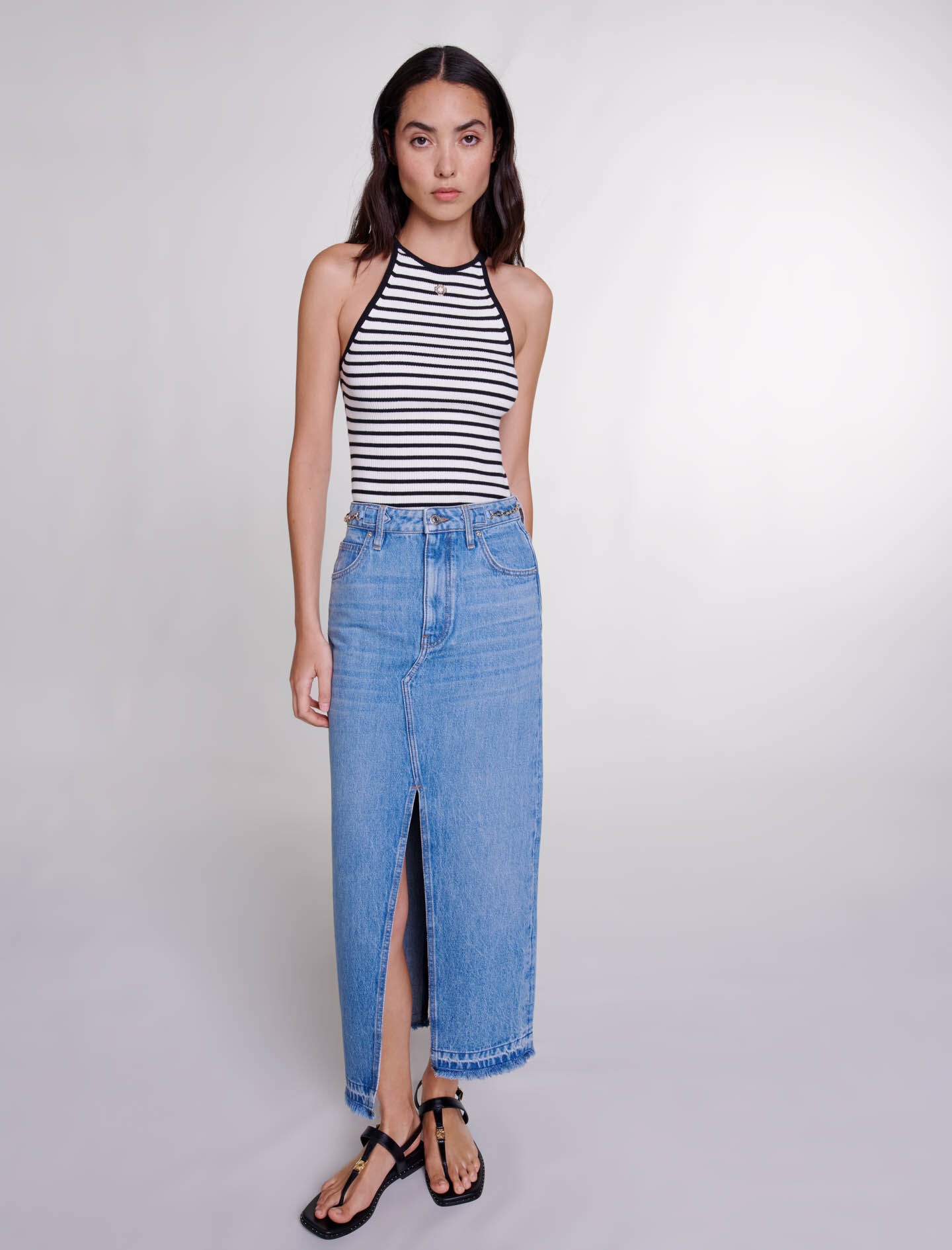 Long denim skirt - 5