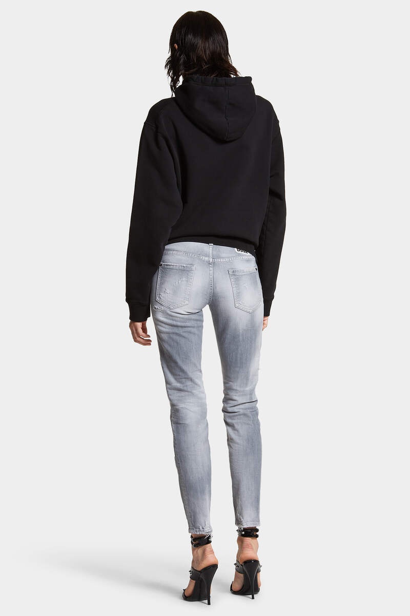 BRUSHED GREY WASH MEDIUM WAIST JENNIFER JEANS - 4