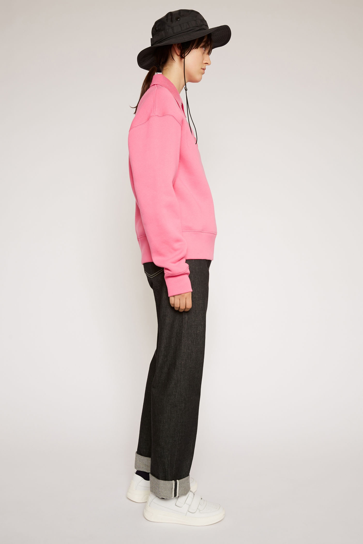 Oversized point collar sweatshirt bubblegum pink - 3