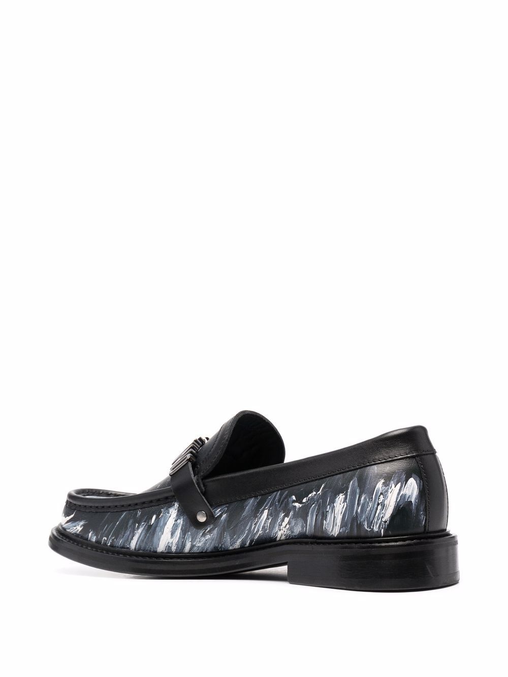 abstract-print logo loafers - 3