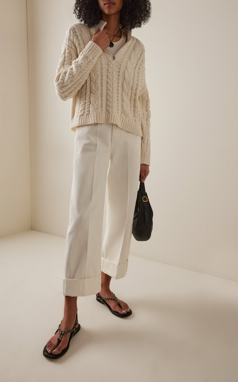 Jenni Kayne Cable-Knit Cotton Sweater ivory outlook