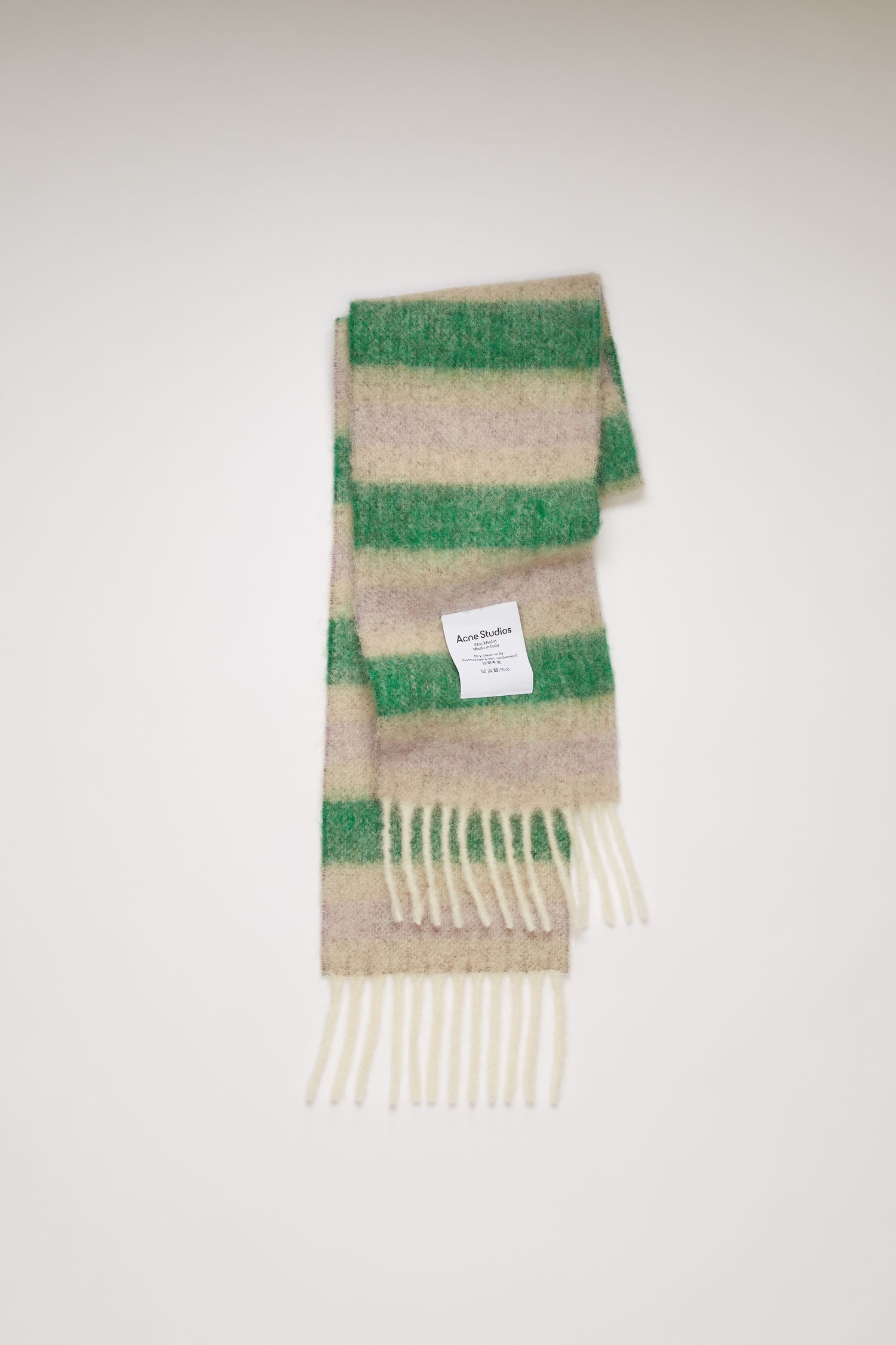 Striped scarf green/beige/lilac - 1