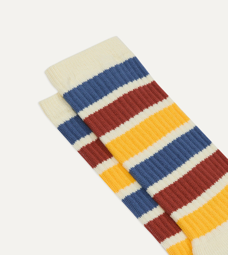 Blue, Red and Yellow Striped Sport Socks 3