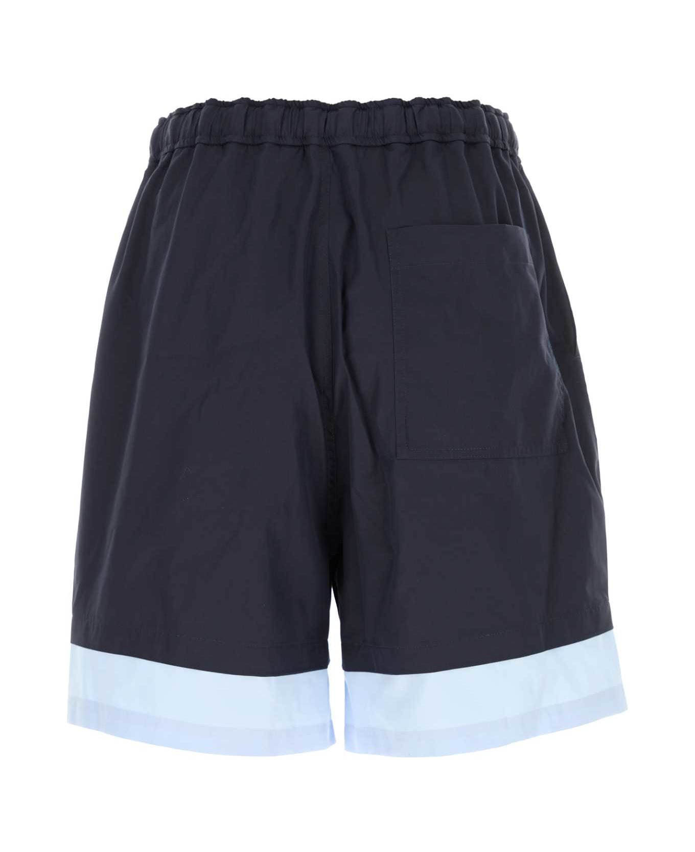 Dark Blue Poplin Bermuda Shorts - 2