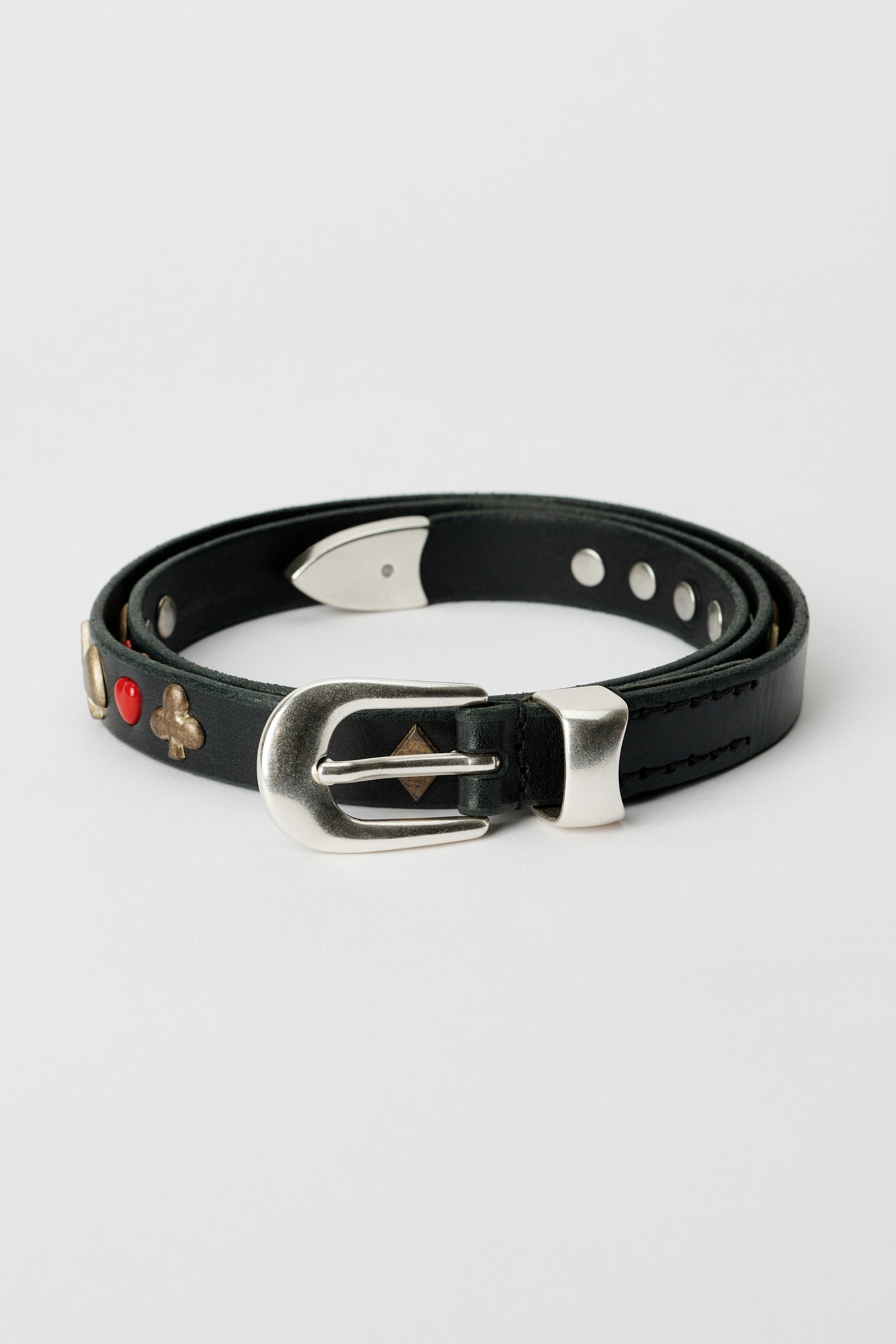 2 cm Card Deck Belt Black Bridle Leather - 1