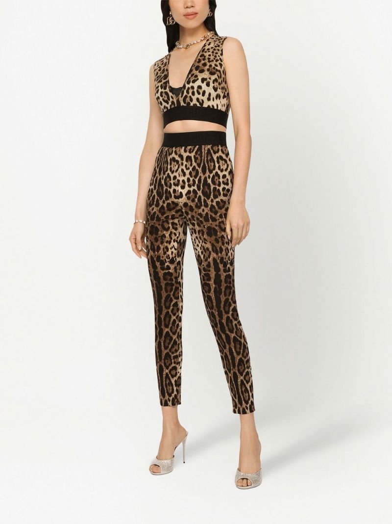 leopard-print slim-cut leggings - 3