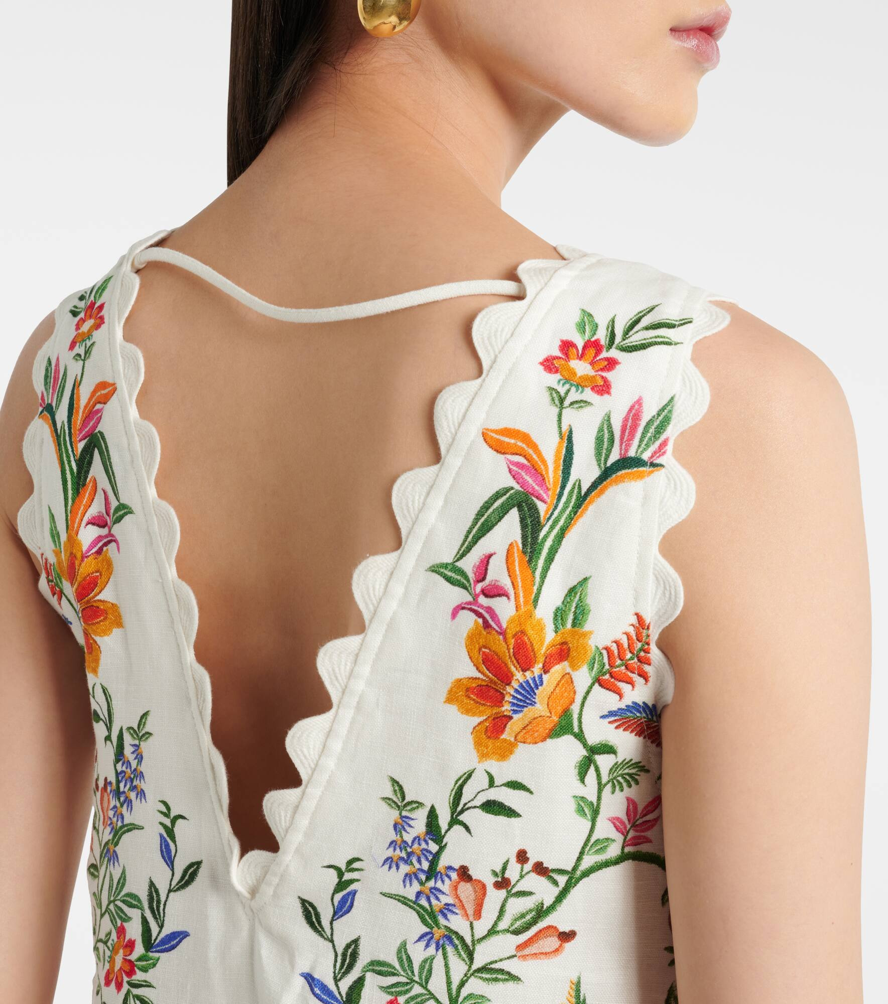 Printed linen maxi dress - 6
