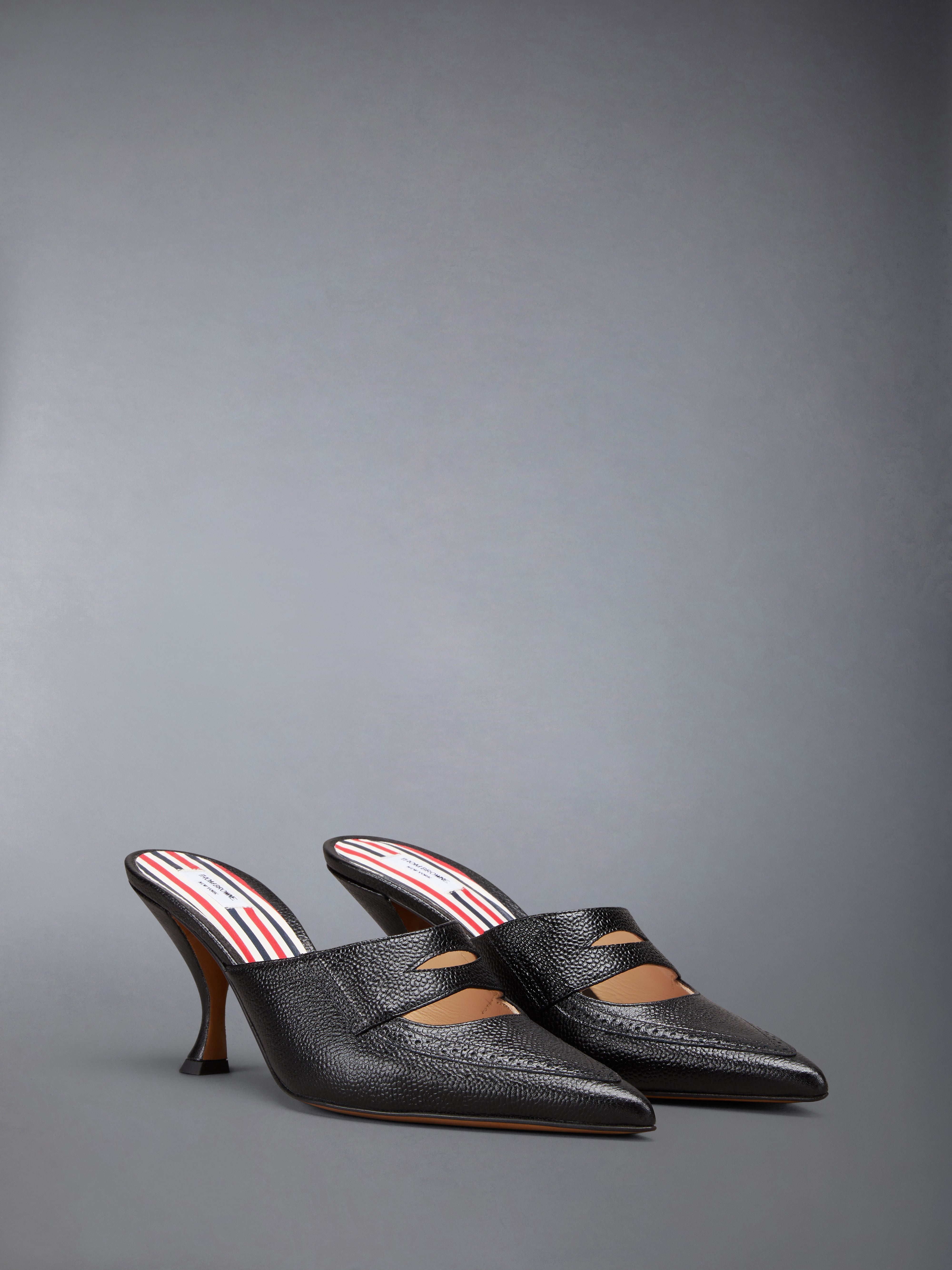 PEBBLE GRAIN CUT OUT PENNY LOAFER MULE - 2