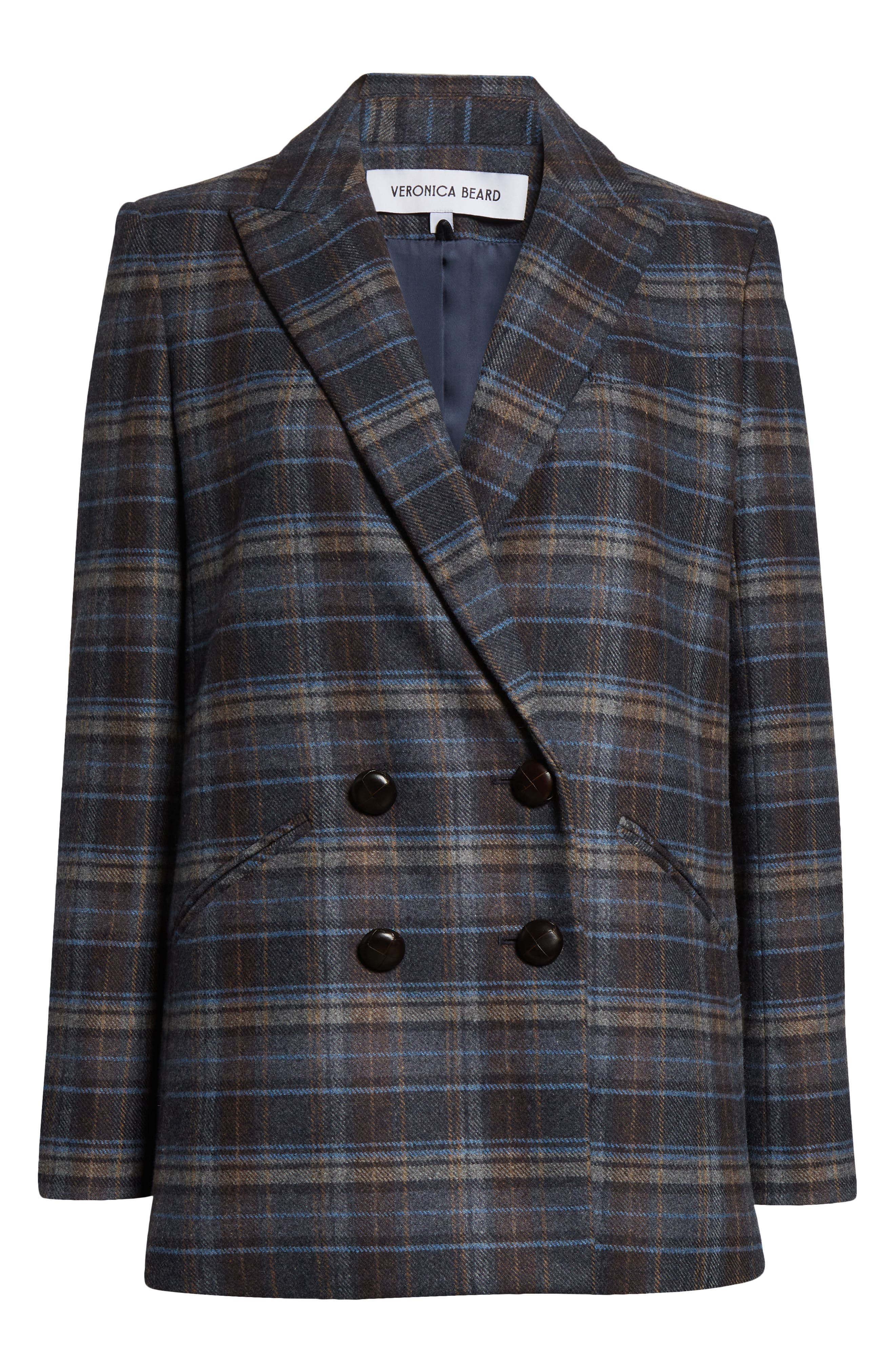 Veronica Beard Oria Plaid Wool Blend Dickey Jacket in Blue Multi at Nordstrom - 8