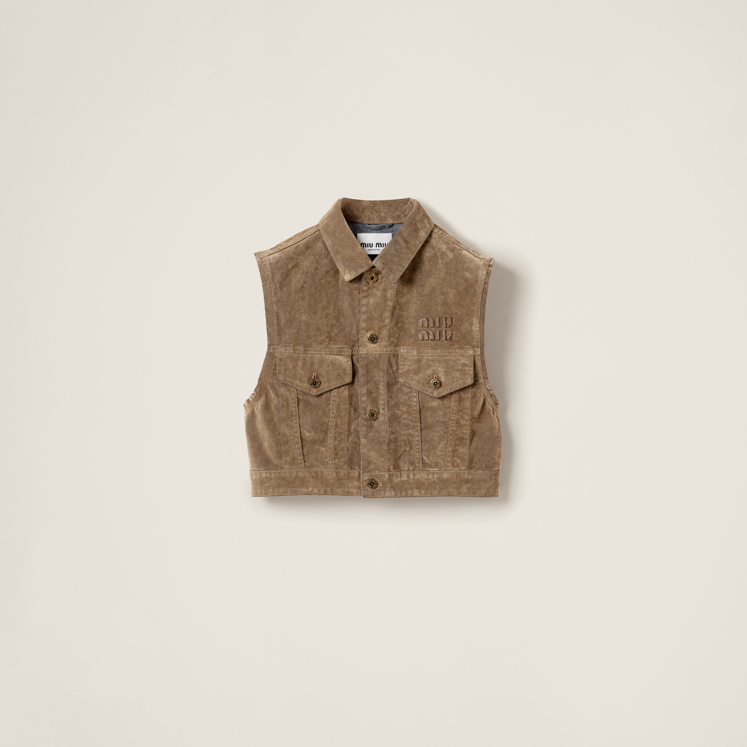 Washed flocked chambray vest - 1