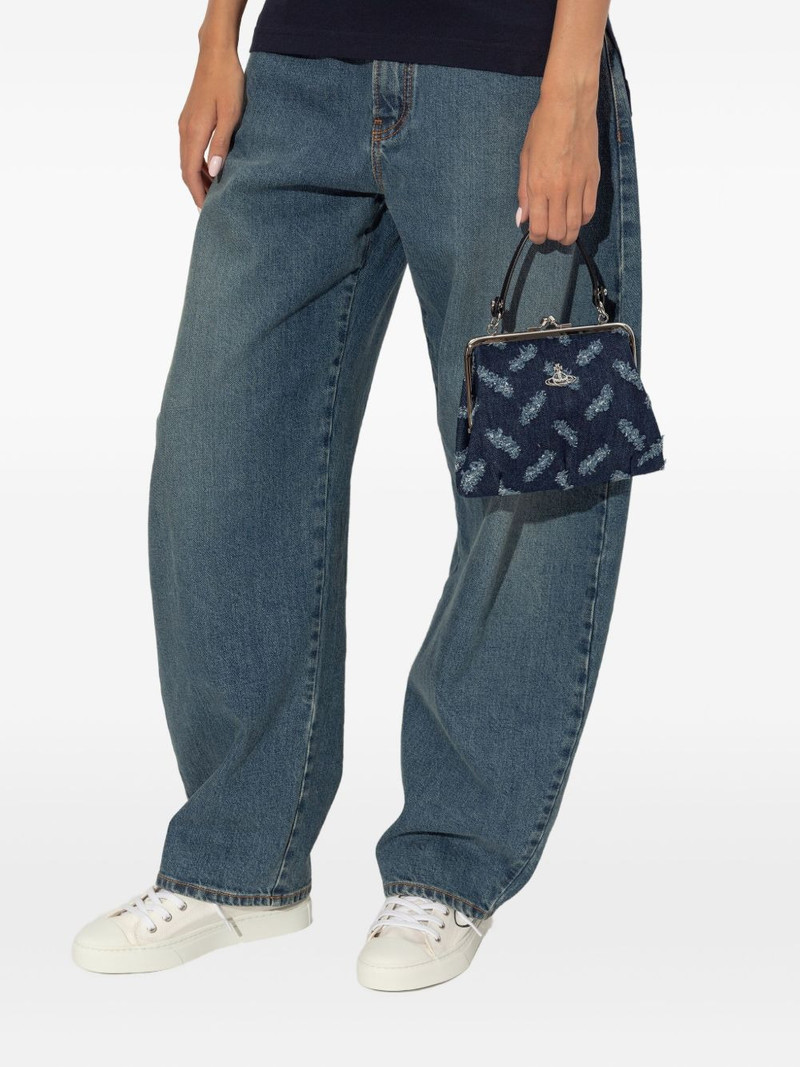 Vivienne Westwood Orb-pattern frayed denim tote bag outlook