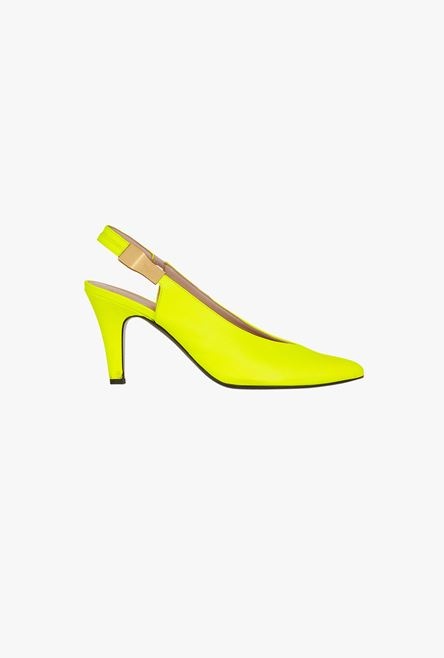 Neon yellow leather Tara pumps - 1