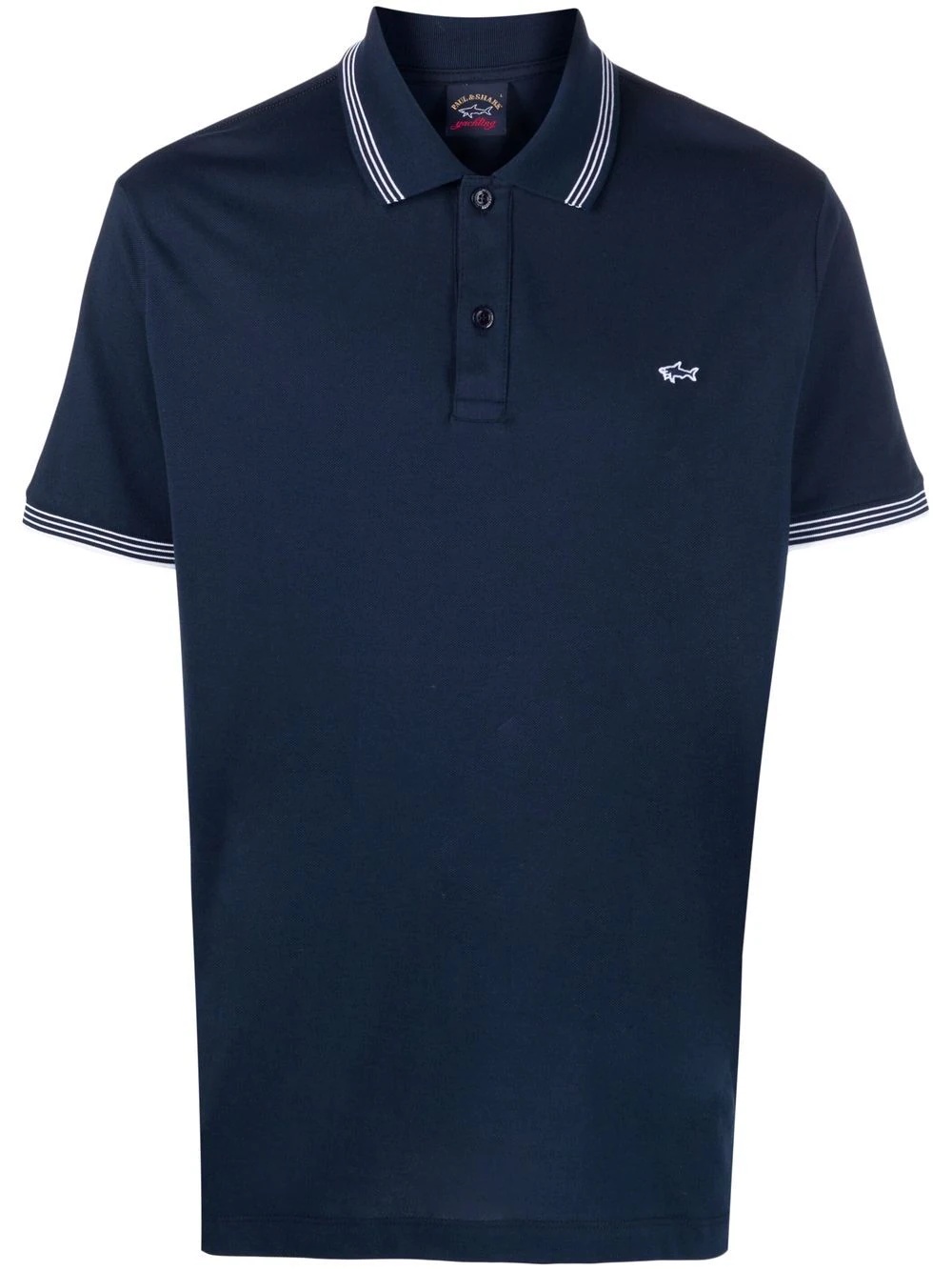 striped-trim polo shirt - 1