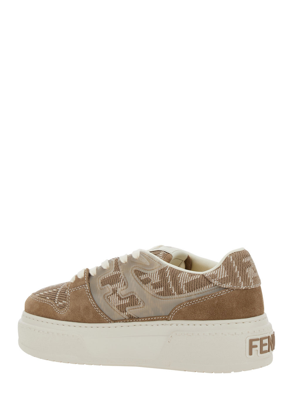 Fendi Women 'Match' Beige Sneaker With All-Over Ff Motif And Platform In Leather And Fabric Woman - 3