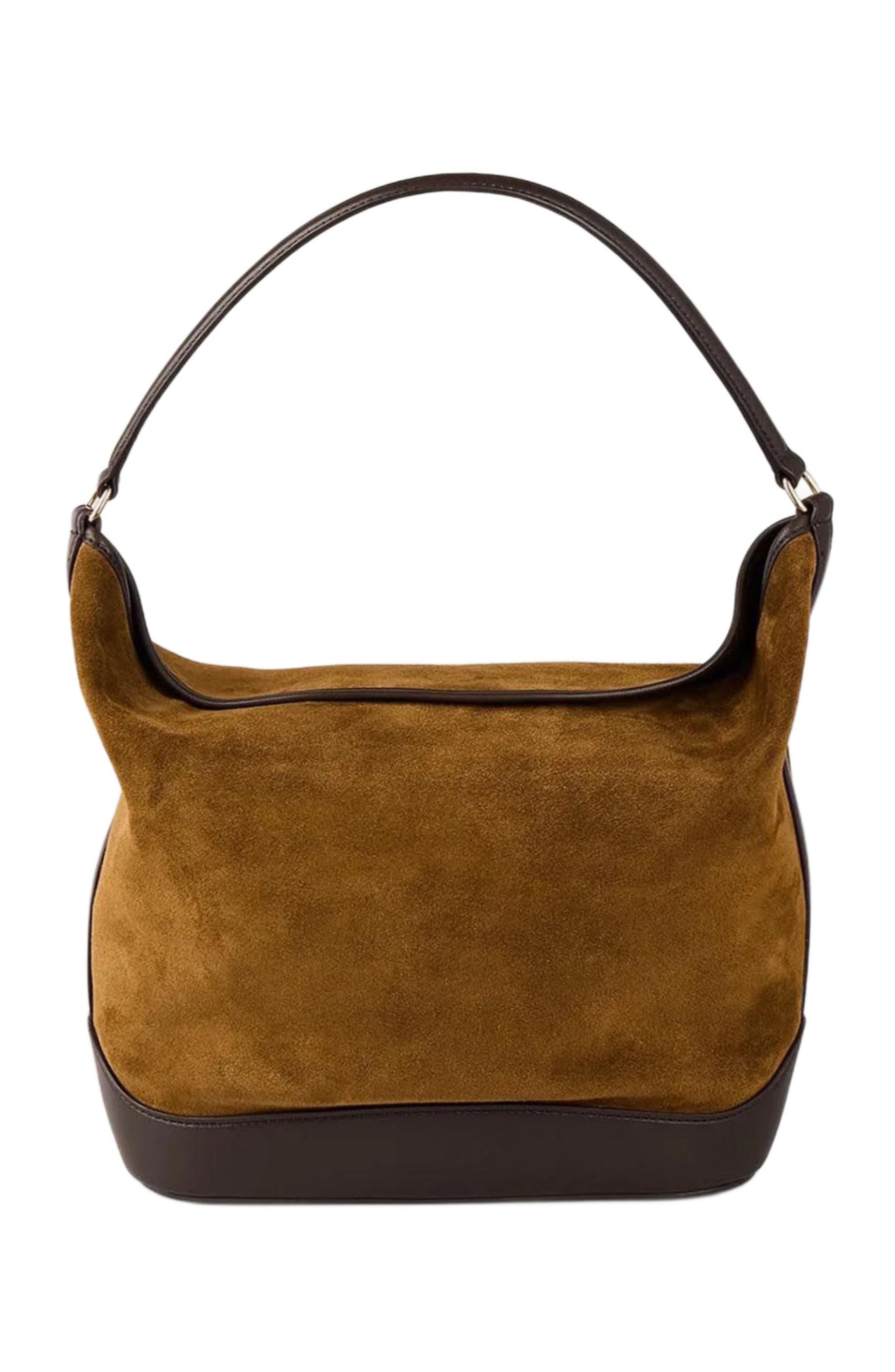 SANDRO Suede and leather bucket bag TANGOSO in Camel at Nordstrom - 3