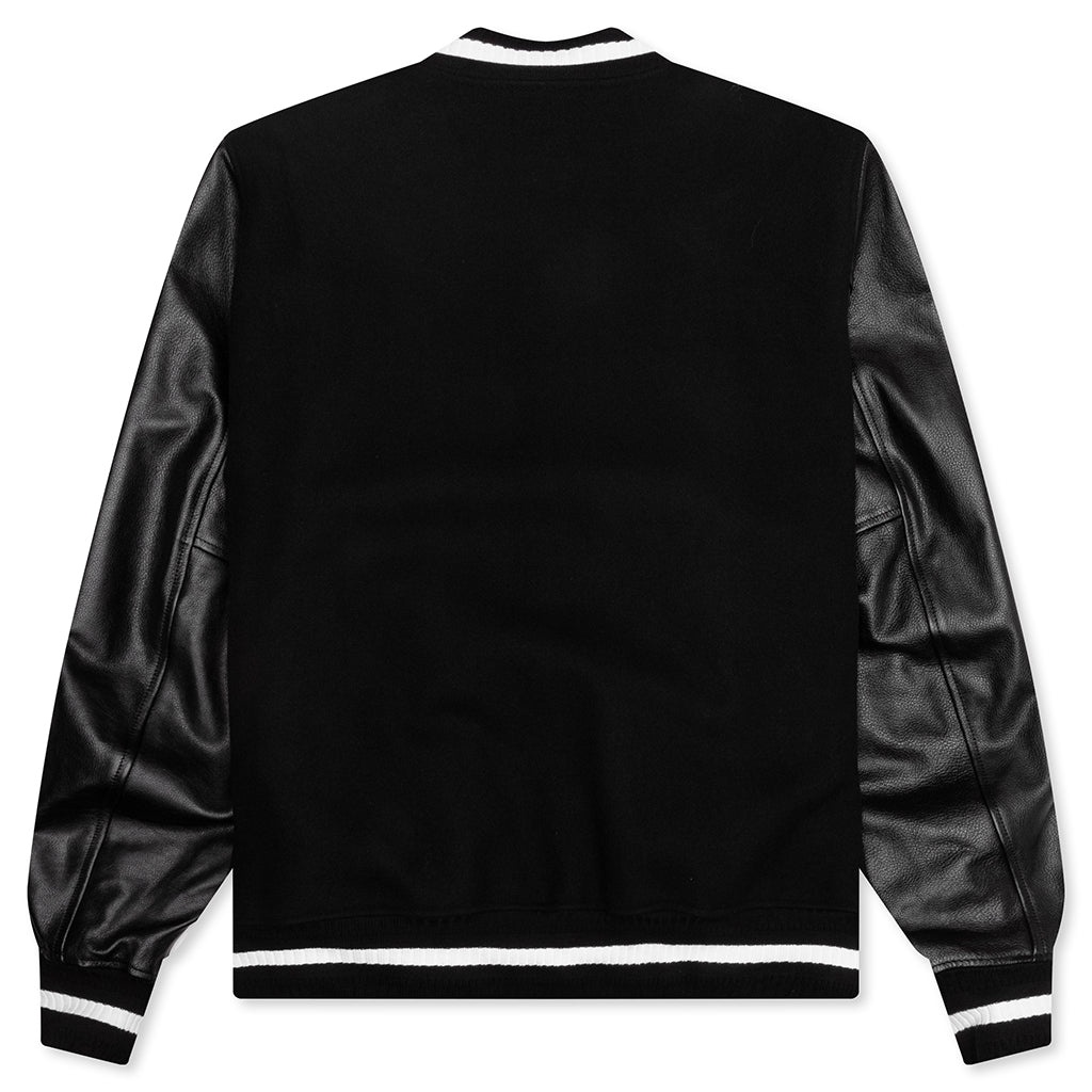 WOOL AND LEATHER 4G VARSITY JACKET - BLACK - 2