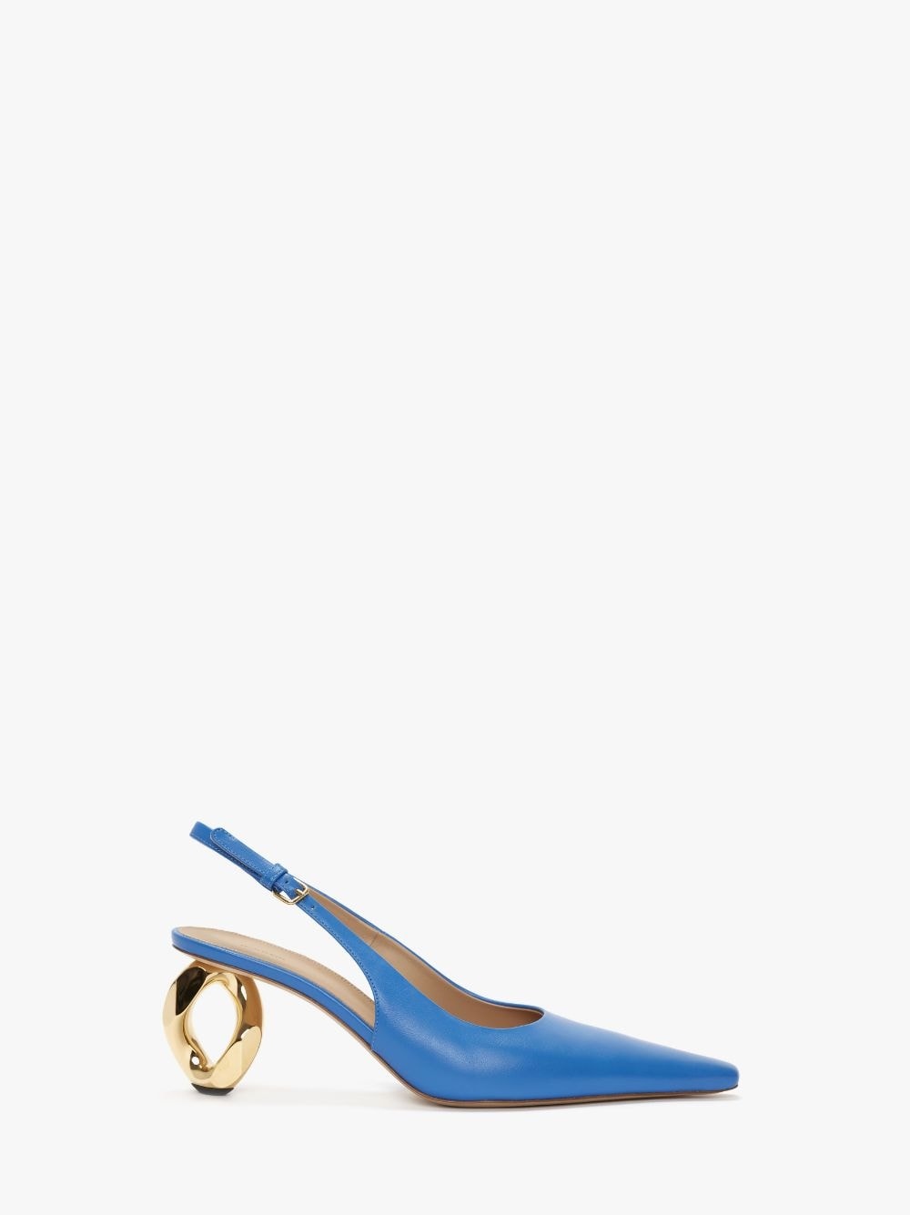 CHAIN HEEL LEATHER SLINGBACK SANDALS - 1