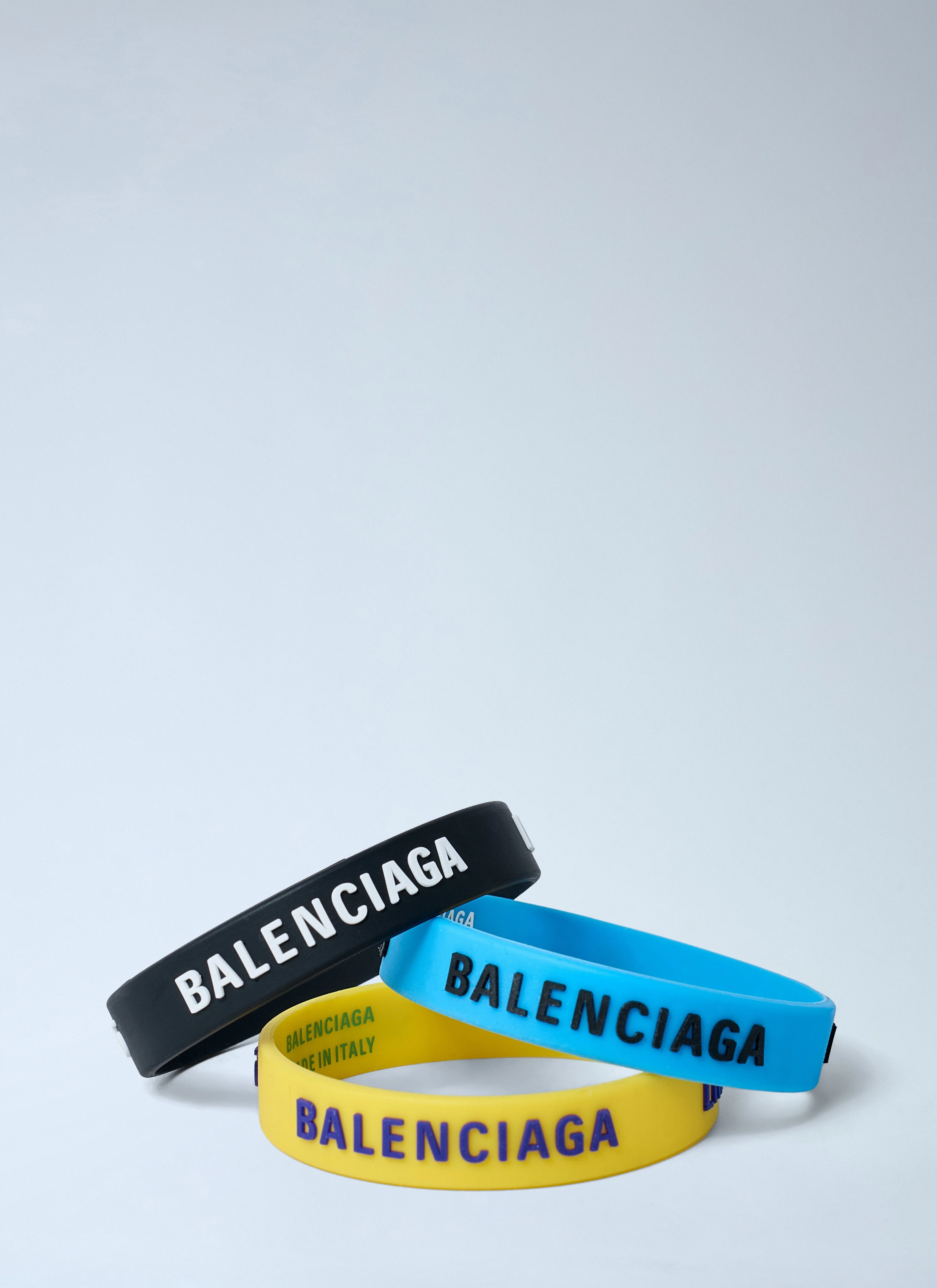 Balenciaga Women Set Of Three Logo Print Bracelets - 1