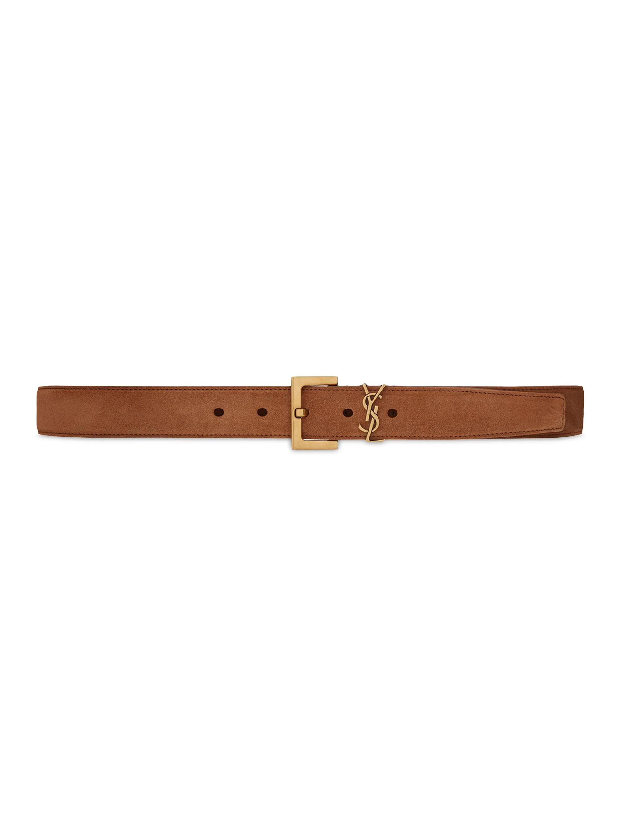 Women's Cassandre Belt with Square Buckle in Suede - Brick - 1