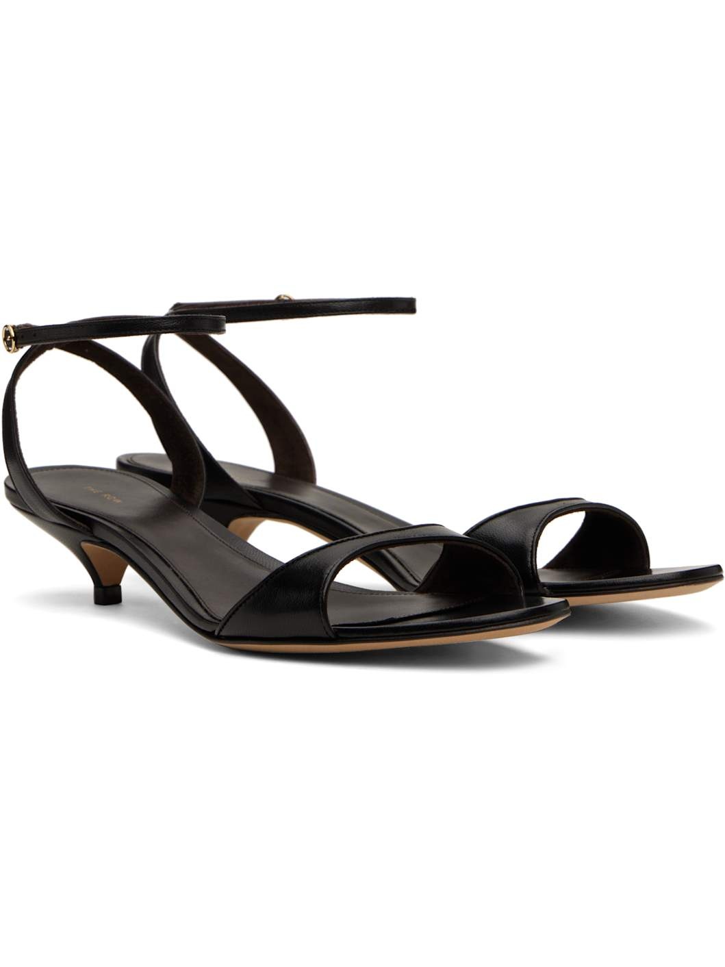 Black Vika Ankle Strap Kitten Heeled Sandals - 4