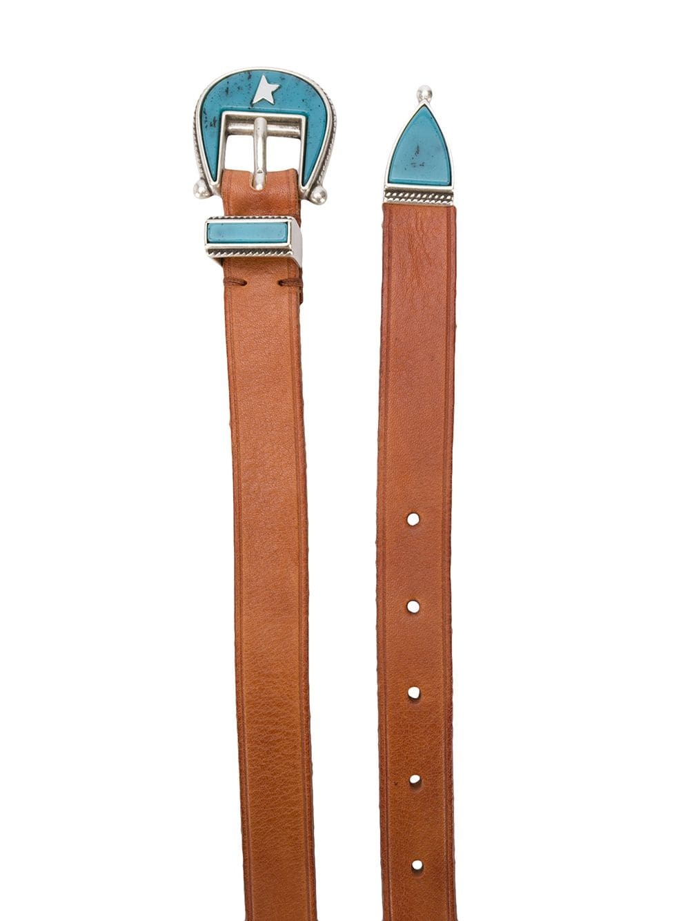 enamel buckle leather belt - 2