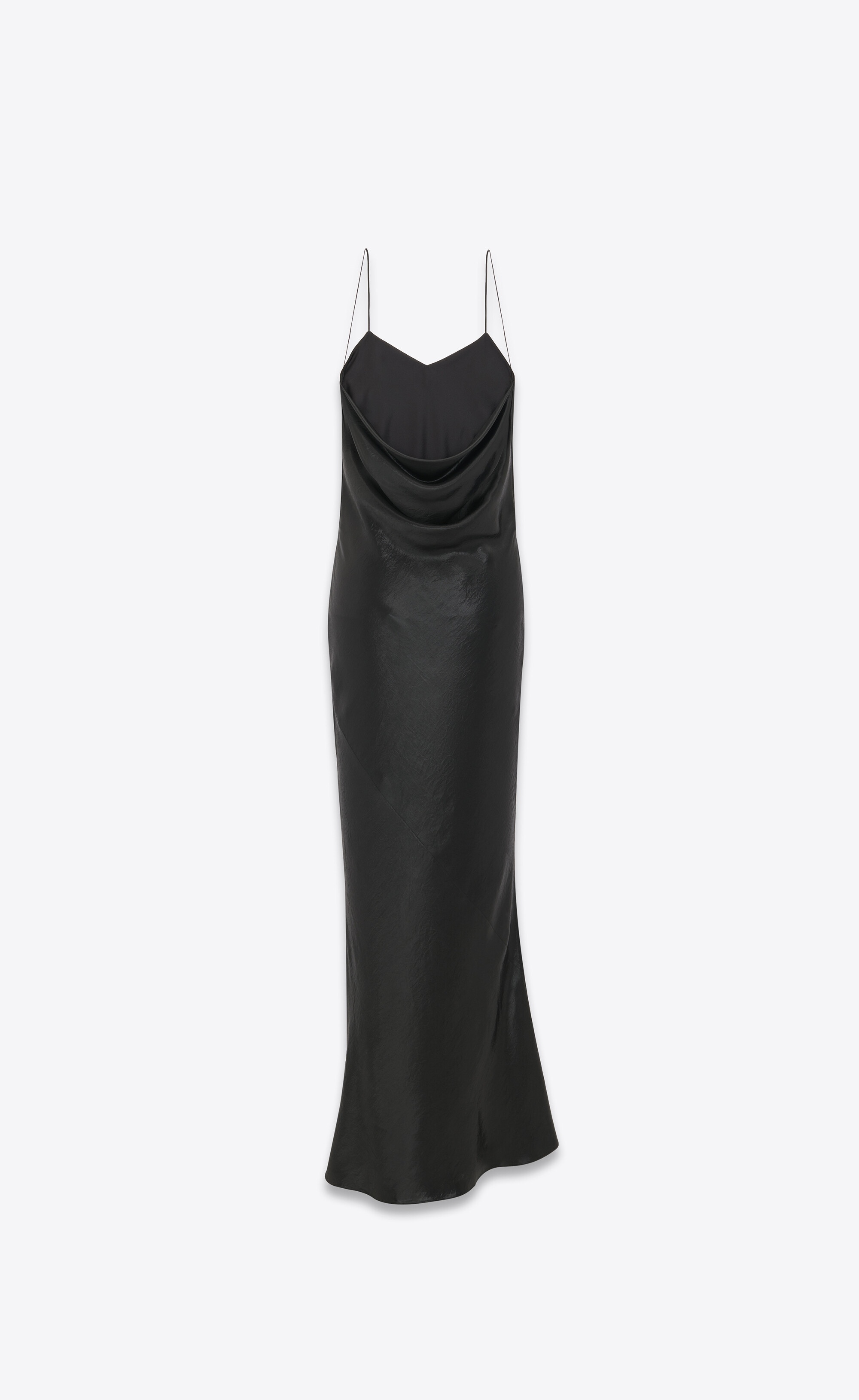 long cowl-back dress in iridescent satin - 2