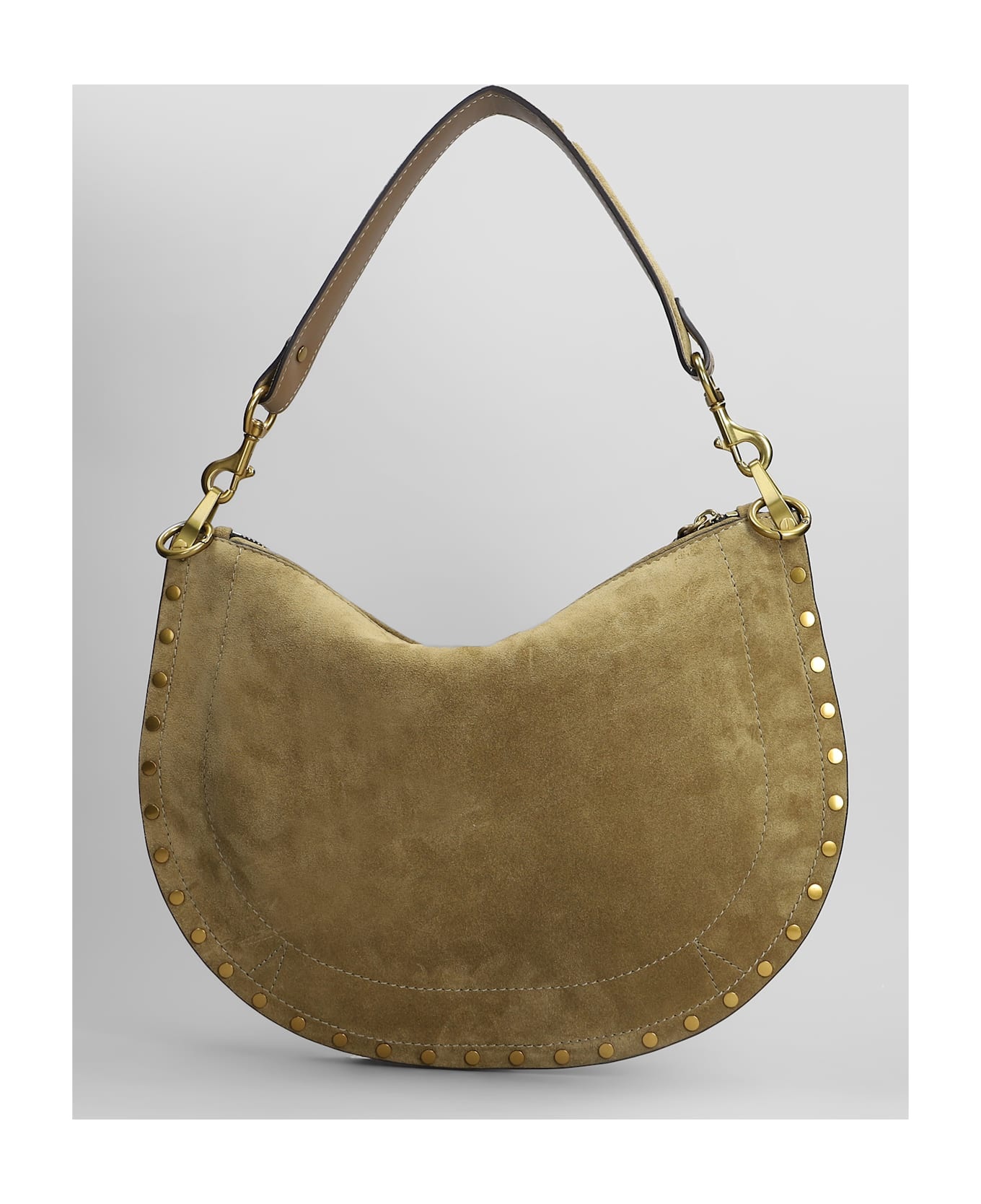 Oskan Soft Zip Shoulder Bag In Taupe Suede - 3